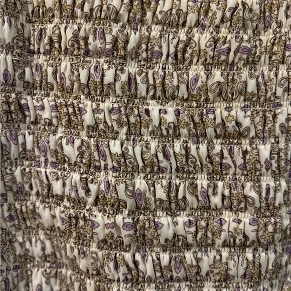 Floral Smocked Top - Cream and Purple - Picture 2 of 3